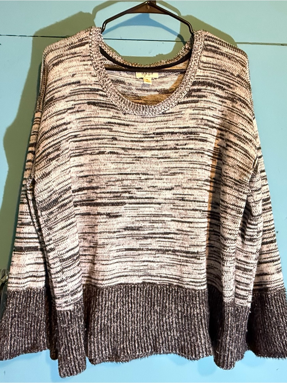 Style & Co. Marled Scoopneck Sweater in Cream and Brown